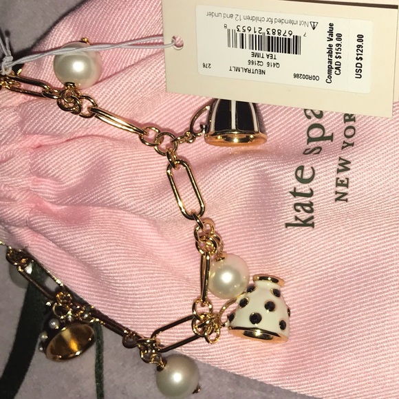 Kate Spade NWT Alice in Wonderland Teacup Charm Bracelet - Picture 11 of 11